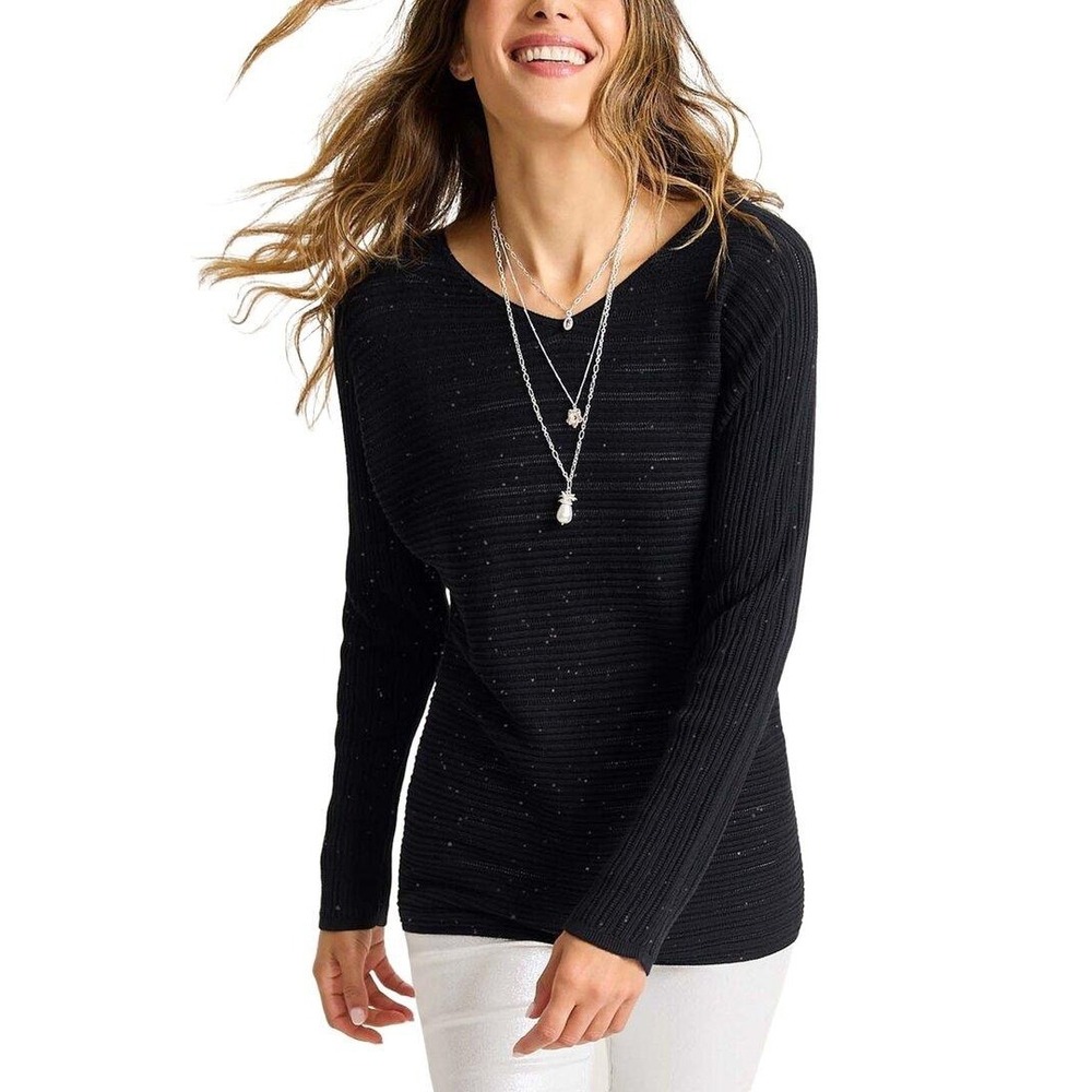 NWT!!‎ TOMMY BAHAMA Jewel Bay Black Sequin V Neck Sweater Pullover Knit Large